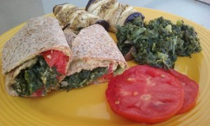 Hummus Wrap with Eggplant and Kale